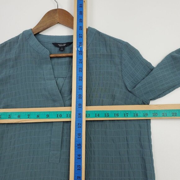 Simply Vera VeraWang Womens Quilted V-Neck Long Sleeve Blouse Sz S Bell Sleeve - Picture 8 of 9